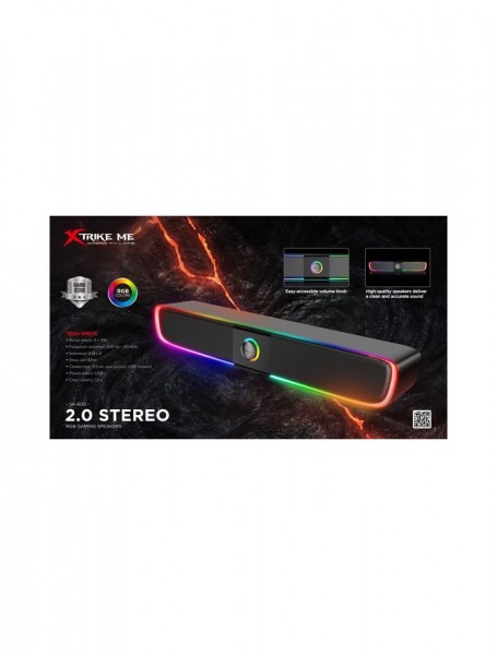 Image de Xtrike Me Haut-parleur stéréo 2.0 avec rétro-éclairage RGB SK-600, prise 3.5 mm (audio), USB (alimentation)