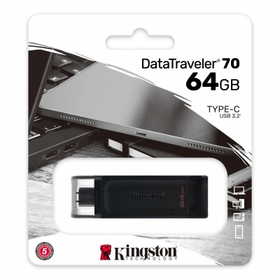 Image de Clé USB Kingston USB-C 3.2 (Type-C) 64 Go DT70/64 Go