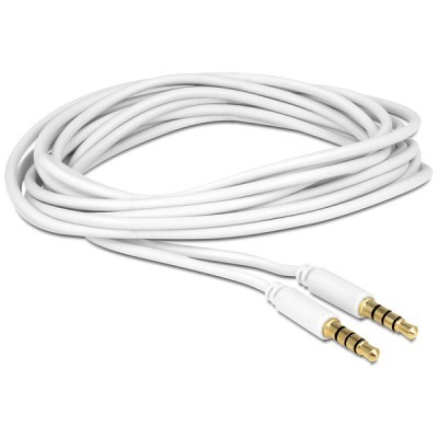Image de Câble Audio Stéréo 3.5mm Mâle à 3.5mm Mâle, 3 contacts, Blanc, 12 pi.