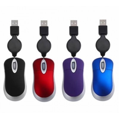 Image de Mini souris USB optique rétractable GE Choix de Couleurs (Blue Black Red Purple)
