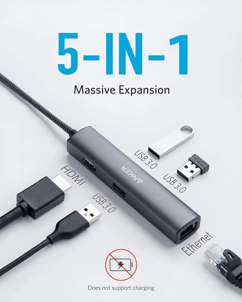 Image de Anker Adaptateur hub USB C, adaptateur USB C 5 en 1 OEM