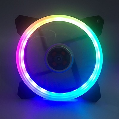 Image de Ventilateur à lumière LED multicolore 140x140x25mm (boîtier)