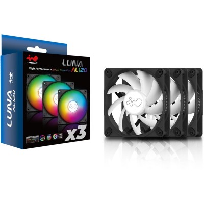 Image de inWin Luna AL120 3-Pack ARGB LED 120mm Case Fan with 1-Click Controller (NOUVEAU)