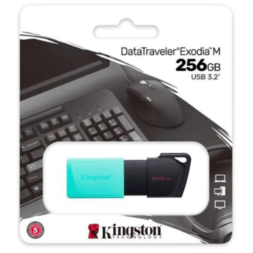 Image de Kingston et DataTreaveler Exodia M 256GB USB3,2 GEN 1 (Noir et Teal) et DTXM/256GBCR