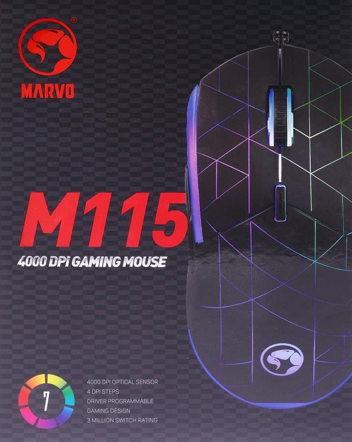 Image de MARVO Scorpion M115 Souris de Gaming USB 2.0 7 Couleurs LED réglable