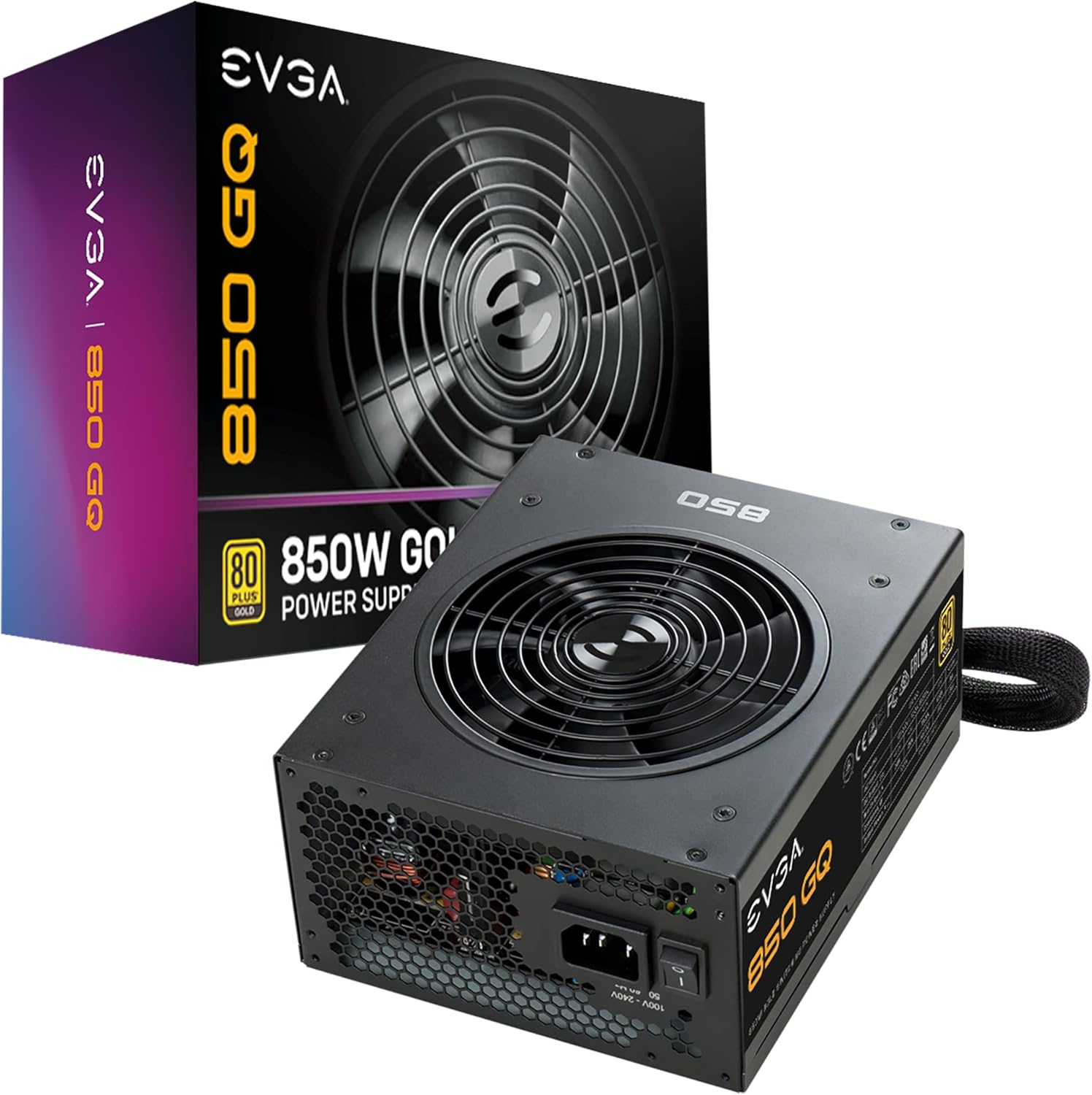 Image de EVGA 850 GQ, 80+ Gold 850 W, semi-modulaire, mode EVGA ECO, alimentation 210-GQ-0850-V1