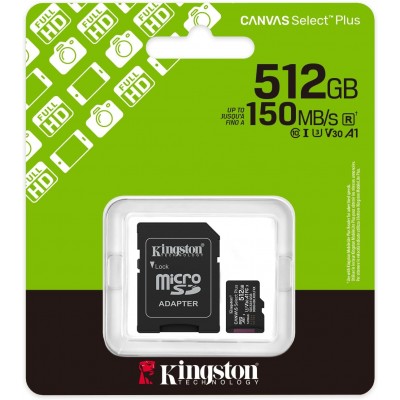 Image de Kingston MicroSD SDCS3/512 Go Classe 10 150 Mo/s en lecture, UHS-I