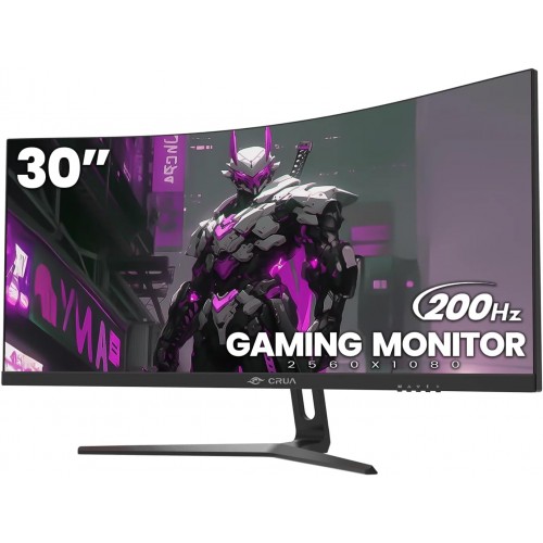 Image de Moniteur incurv&eacute; CRUA CR300HD 30" WFHD 200 Hz, 2 ports DP/2 ports HDMI, compatible VESA, r&eacute;solution 2560 x 1080p